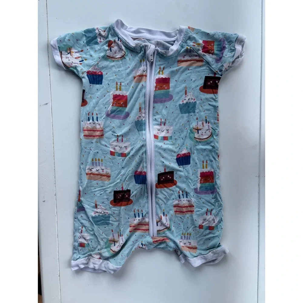 Little Sleepies Birthday Cake Bamboo Shorty Zippy Romper 18-24M
